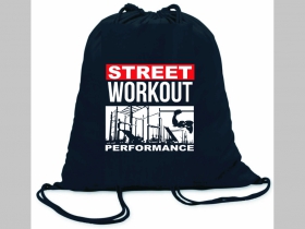 Street Workout Performance  ľahké sťahovacie vrecko ( batoh / vak ) s čiernou šnúrkou, 100% bavlna 100 g/m2, rozmery cca. 37 x 41 cm